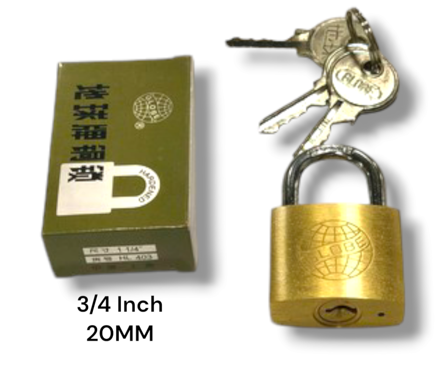 Globe Pad Lock Brass 20mm 3/4