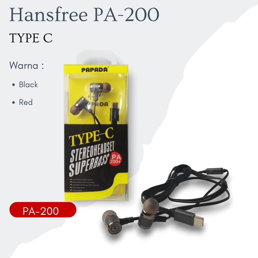 PAPADA | TYPE C | STEREO HEADSET SUPPER BASS | PA200+